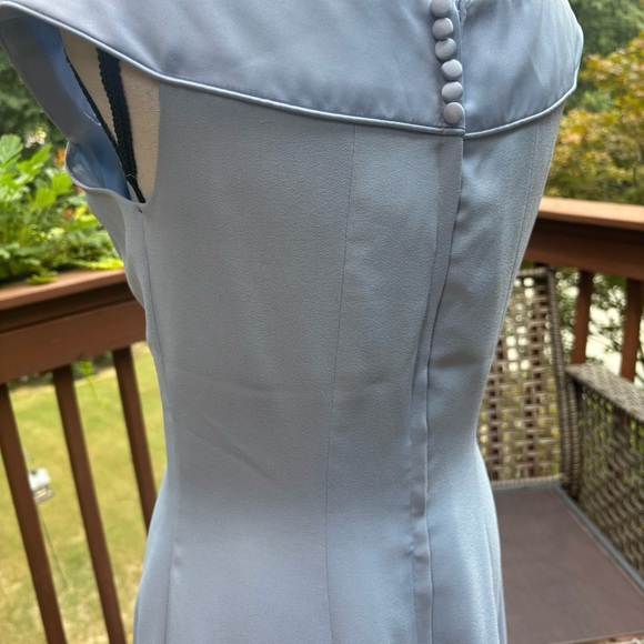 Vintage 1990s Alfred Angelo Union Made Light Blue Portrait Neck Prom Dress, M - Picture 11 of 16